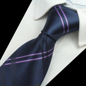 Navy & Purple Stripe Handmade Silk Tie